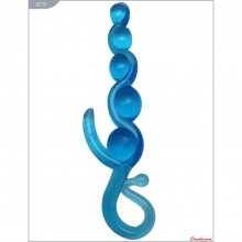 Гелевая анальная цепочка «Wonderful Beads», цвет голубой, Eroticon 30275, из материала ПВХ, длина 22 см.