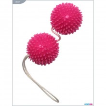 Вагинальные шарики с шипами «Vaginal Balls», цвет розовый, Eroton 30349, из материала TPR, диаметр 3.6 см.