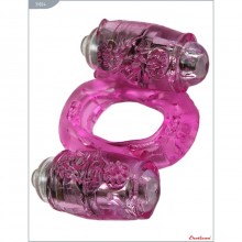 Кольцо с 2 вибропулями, водонепроницаемое, цвет розовый, Eroticon 31004, диаметр 2 см., со скидкой