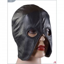 БДСМ полу-шлем из натуральной кожи, цвет черный, Подиум Р83, бренд Фетиш компани, из материала Кожа, One Size (Р 42-48), со скидкой