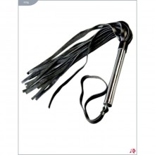 Короткая узкая кожаная плеть с металлической ручкой, цвет черный, Подиум Р196, бренд Фетиш компани