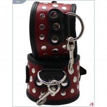 Кожаные фигурные наручники, цвет красный, Подиум Р23а