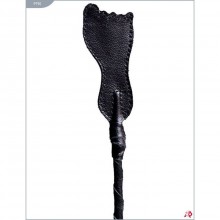 Кожаный витой стек с наконечником «ступня», цвет черный, Подиум Р190, длина 85 см.