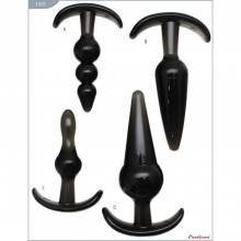 Набор из четырех анальных пробок для ношения и стимуляции, цвет черный, Eroticon 31035