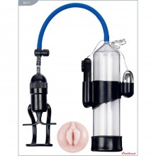 Помпа вакуумная «Eroticon Pump X7» с мини-вагиной и вибратором, длина 20.5 см.