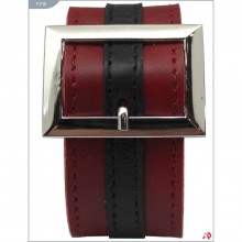 Кожаный браслет с прямоугольной пряжкой, цвет красный, Подиум Р2118