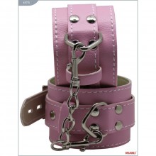 Кожаные наручники с фиксацией, цвет розовый, Mjanu 69715, длина 35 см., со скидкой