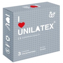 Презервативы Unilatex «Dotted», 3 штуки, 3017Un, из материала Латекс, длина 19 см., со скидкой