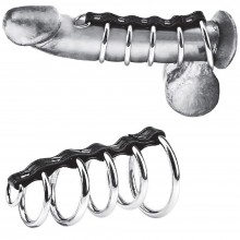 Хомут на пенис с металлическими кольцами «Gates Of Hell», длина 12 см.