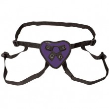 Трусики-сердечко для насадок «Purple Heart», цвет фиолетовый, размер OS, Lux Fetish LF1361-PUR, диаметр 4 см.