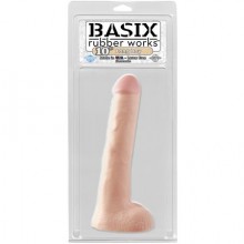 Фаллоимитатор реалистик с мошонкой «Long Boy», цвет телесный, Basix Rubber Worx 422621, бренд PipeDream, длина 25.4 см.