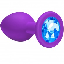 Анальная пробка «Emotions Cutie Large Purple» с голубым стразом, цвет фиолетовый, Emotions 4013-05Lola, из материала Силикон, длина 10 см.