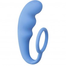 Анальный стимулятор с эрекционным кольцом «Mountain Range Anal Plug Blue», цвет синий, 4218-03Lola, коллекция Backdoor Black Edition, длина 19 см.