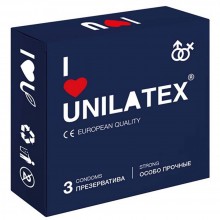 Презервативы «Unilatex Extra Strong» гладкие, упаковка 3 шт, 3019, из материала Латекс, длина 19 см., со скидкой
