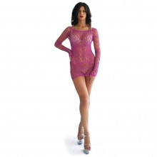 Ажурное платье «Long Sleeved» от Leg Avenue, цвет розовый, размер OS, LEG86570Purple, One Size (Р 42-48)