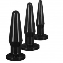 Набор анальных пробок «Best Butt Budies», цвет черный, из материала TPE, длина 10 см., со скидкой