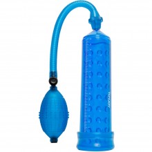 Мужская вакуумная помпа «Power Massage Pump With Sleeve», цвет голубой, Toy Joy TOY10223, длина 20 см., со скидкой