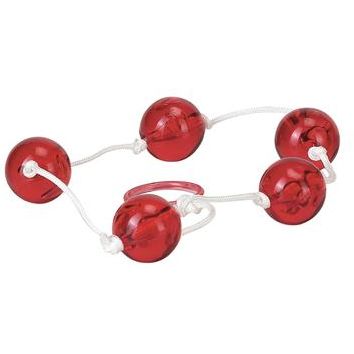 Анальные шарики «Clear Anal Beads Large», цвет красный, Gopaldas DEL4150, из материала Пластик АБС, диаметр 2 см.