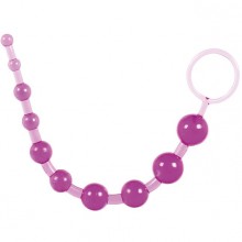 Анальные шарики на жесткой связке «Thai Beads Purple», цвет фиолетовый, Toy Joy TOY9258, длина 25 см., со скидкой
