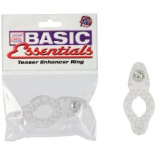 Эрекционное кольцо - насадка с стимуляцией клитора «Basic Essentials Teaser», цвет прозрачный, CalExtoics DEL2172600, бренд California Exotic Novelties, длина 8 см.