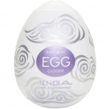 Оригинальное яйцо-мастурбатор «Egg Cloudy» со стимулирующим внутренним рельефом, цвет белый, Tenga E24240, длина 7 см., со скидкой
