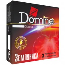 Ароматизированные презервативы «Domino» с ароматом земляники, упаковка 3 шт, LX1444, из материала латекс, 3 мл.
