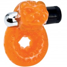 Эрекционное кольцо со стимулятором клитора «Sex Please Morozko Vibrating Cock Ring», цвет оранжевый, Topco Sales TS2100028, из материала ПВХ, длина 7 см., со скидкой