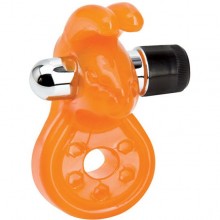 Эрекционное кольцо с вибрацией и стимулятором клитора «Sex Please Wiggily Vibrating Cock Ring», цвет оранжевый, Topco Sales TS2100030, из материала ПВХ, длина 7.6 см.