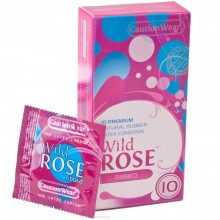 Презервативы рифленые «Caution Wear Wild Rose», упаковка 10 шт, CWR, длина 18 см.