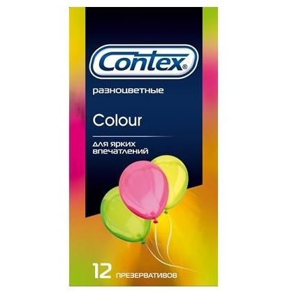 Разноцветные презервативы Contex «Colour», упаковка 12 шт, ABX315, длина 18 см.