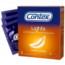 Сверхтонкие презервативы «Contex Lights», упаковка 3 шт, DUR11443, длина 18 см.