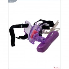 Клиторальный стимулятор на ремешках «Бабочка», цвет фиолетовый, Eroticon 30323, из материала TPR