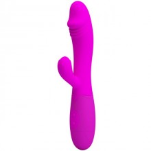 Перезаряжаемый вагинальный вибратор «Pretty Love Snappy» с клиторальным стимулятором от компании Baile, цвет розовый, BI-014173-2, длина 19.5 см.
