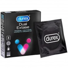 Презервативы Durex «N3 Dual Extase» рельефные с анестетиком, упаковка 3 шт, Durex 3 Dual Extase, из материала Латекс, длина 19.5 см., со скидкой