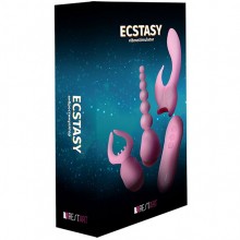 Вибростимулятор «Ecstasy» с различными насадками от компании RestArt, цвет розовый, RA-311, длина 10 см.