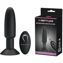 Анальная пробка с вибро и риминг-эффектом и дистанционным управлением Pretty Love «Beaded For Extra Pleasure», цвет черный, Baile AST323207, длина 14.6 см.