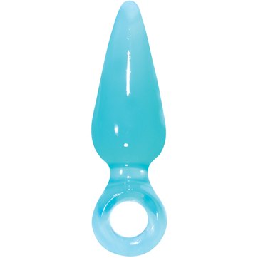 Анальная пробка с ограничителем кольцом Jolie Pleasures «Plug Mini Aqua», цвет голубой, NSN-0501-17, бренд NS Novelties, длина 8.9 см., со скидкой