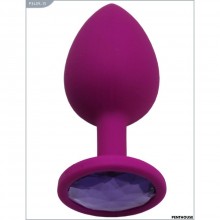 Силиконовый анальный страз с сиреневым кристаллом, цвет фиолетовый, PentHouse P3409-13, длина 8.4 см.