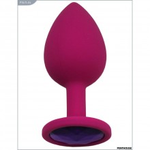 Силиконовый анальный страз с фиолетовым кристаллом, цвет розовый, PentHouse P3411-04, длина 8.4 см.