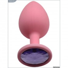 Силиконовый анальный страз с фиолетовым кристаллом, цвет розовый, PentHouse P3413-13, длина 8.4 см.