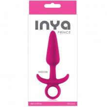 Анальная пробка средняя с держателем «Inya - Prince - Medium - Pink» от компании NS Novelties, цвет розовый, NSN-0551-44, из материала Силикон, длина 13 см., со скидкой