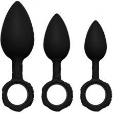 Набор анальных втулок из силикона с кольцами «Anal Training Plugs», цвет черный, Bathmate BM-V-AP