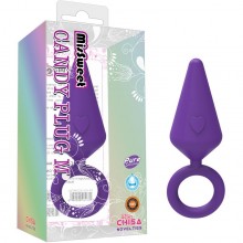 Силиконовая анальная втулка с кольцом «Candy Plug Medium», цвет фиолетовый, Chisa Novelties BIOCN-101431168, длина 6.5 см.