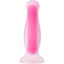 Силиконовая анальная втулка светящаяся в темноте «Штучки-дрючки Cain Glow» на присоске, розовая, длина 10 см, диаметр 3 см, 690118, цвет розовый, длина 10 см.
