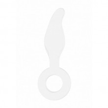Стеклянный изогнутый анальный плаг Chrystalino «Gripper White» с кольцом в основании, цвет белый, Shots Media SH-CHR026WHT, длина 18 см., со скидкой