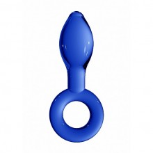 Стеклянная анальная пробка Chrystalino «Plugger Blue» с кольцом на основании, цвет синий, Shots Media SH-CHR031BLU, коллекция Chrystalino by Shots, длина 11.5 см., со скидкой