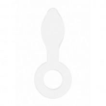 Стеклянная анальная пробка Chrystalino «Plugger White» с кольцом на основании, цвет белый, Shots Media SH-CHR031WHT, коллекция Chrystalino by Shots, длина 11.5 см., со скидкой