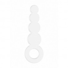 Стеклянный анальный стимулятор Chrystalino «Tickler» с кольцом для пальца, цвет белый, Shots Media SH-CHR030WHT, из материала Стекло, длина 11.5 см., со скидкой