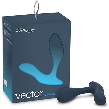 Силиконовый анальный стимулятор We-Vibe «Vector» эргономичной формы, цвет серый, WV Vector-Slate, длина 10.9 см., со скидкой