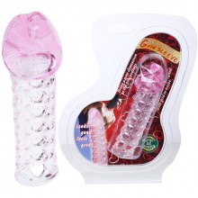 Baile «Net Cock» розовая гелевая насадка на фаллос с закрытой головкой, BI-026200, цвет розовый, длина 13 см.